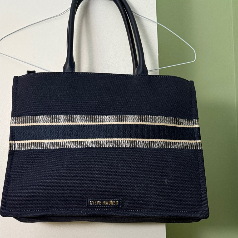 Steve Madden Black and Gold Striped Tote